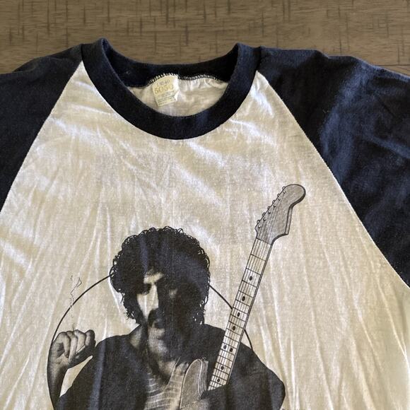 Vintage 70s Frank Zappa Smoking Raglan T Shirt Guitar Barking Pumpkin Records L - Picture 6 of 14
